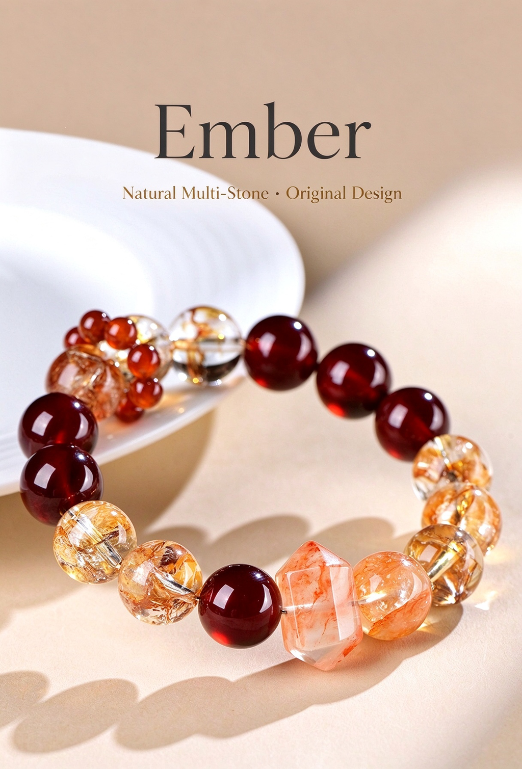FAITH Ember | Garnet & Fire Quartz Beaded Bracelet