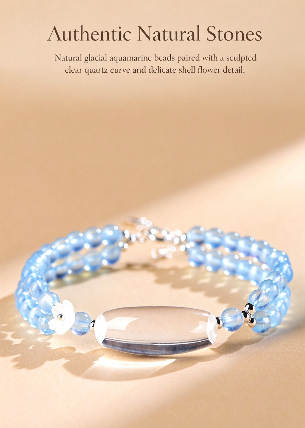 FAITH Whisper | Aquamarine & Clear Quartz Beaded Bracelet