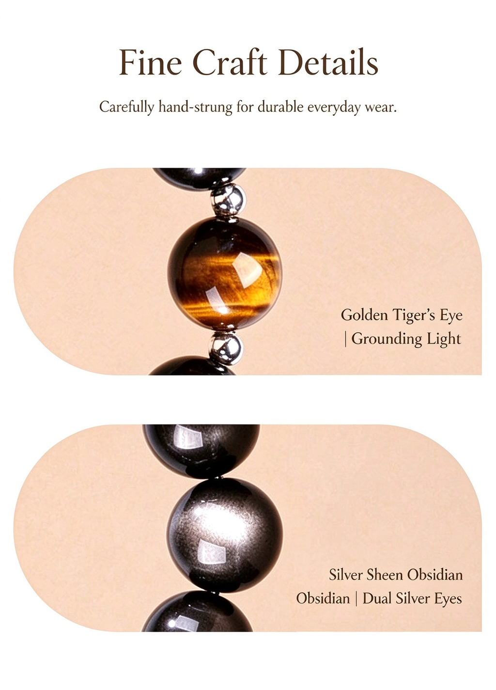 FAITH Sentinel | Silver Sheen Obsidian & Tiger’s Eye Beaded Bracelet