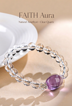 FAITH Aura | Amethyst & Clear Quartz Beaded Bracelet