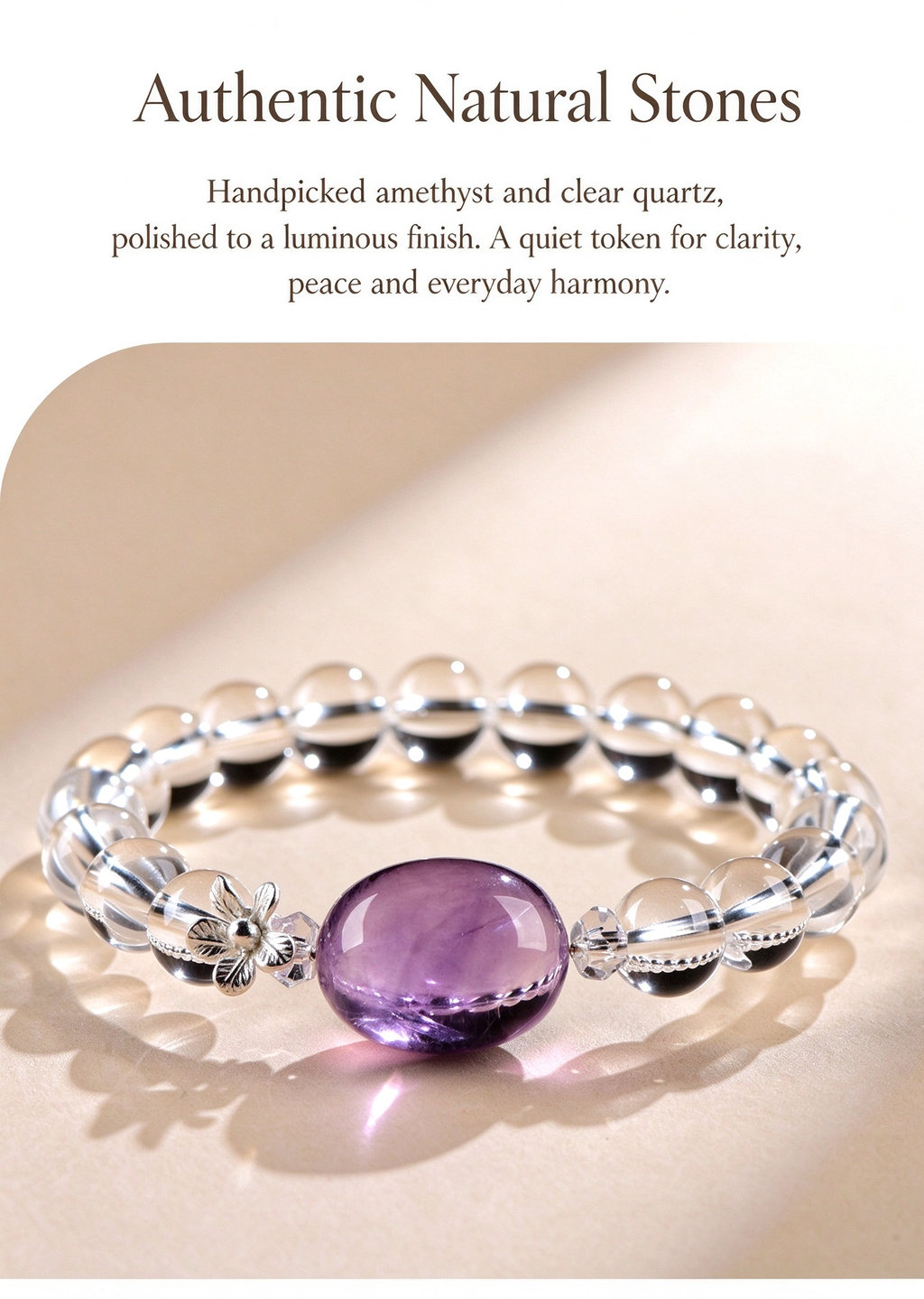 FAITH Aura | Amethyst & Clear Quartz Beaded Bracelet