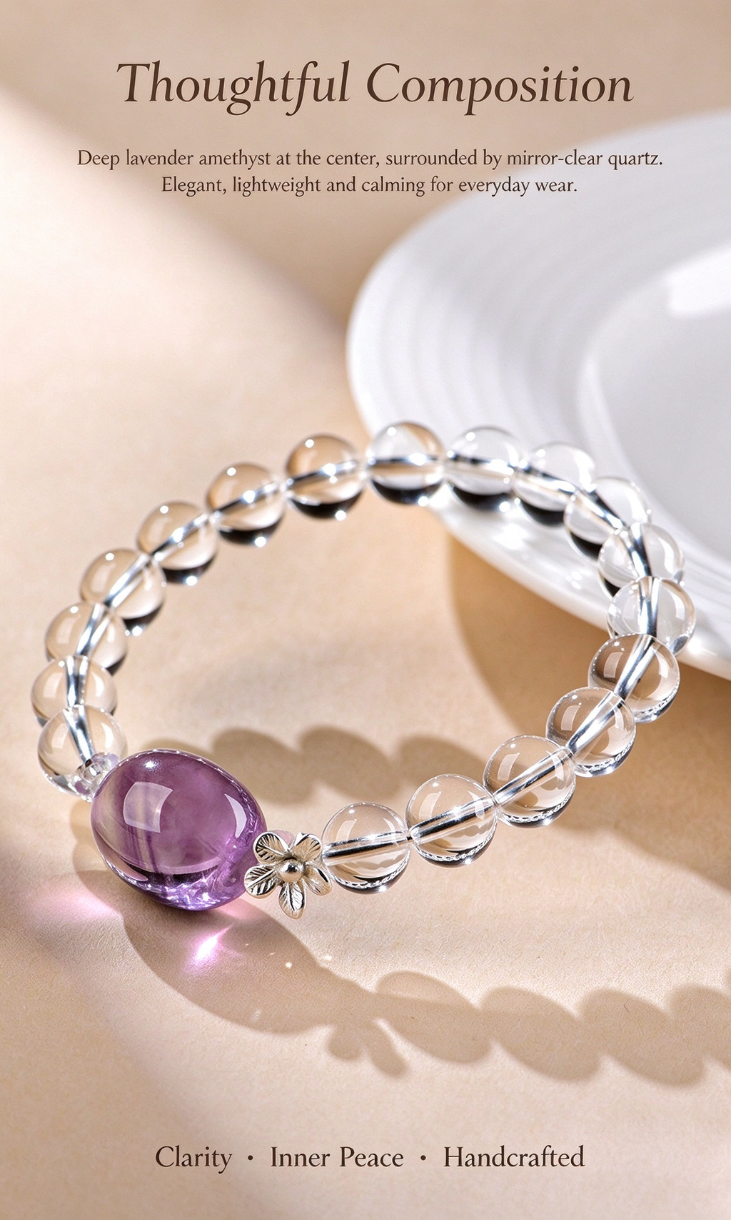 FAITH Aura | Amethyst & Clear Quartz Beaded Bracelet