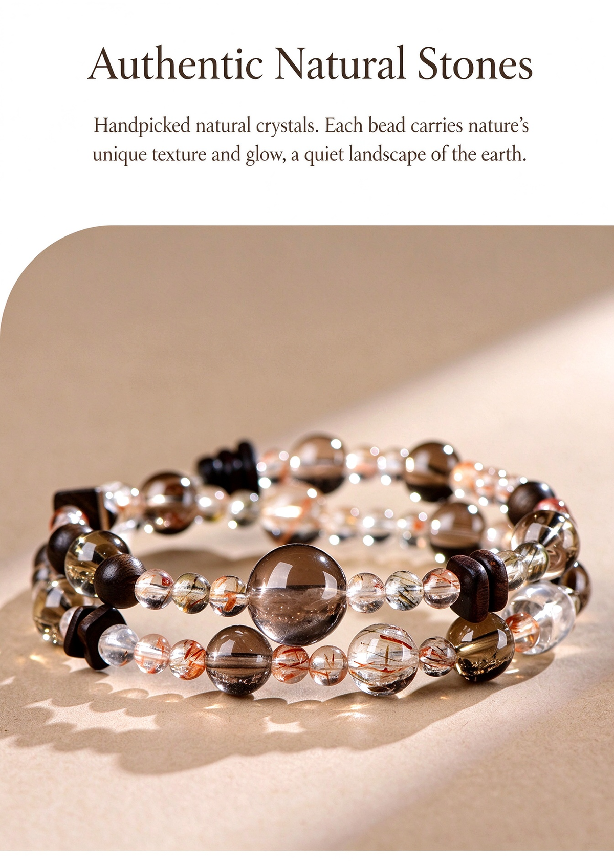 FAITH Stillness | Smoky Quartz & Agarwood Double-Wrap Bracelet