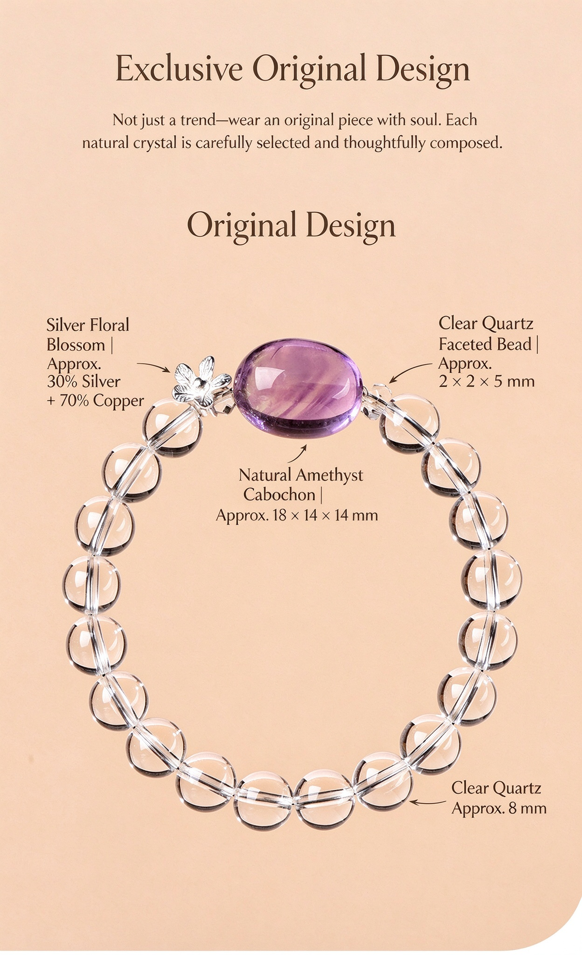 FAITH Aura | Amethyst & Clear Quartz Beaded Bracelet