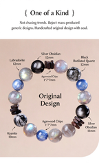 FAITH Twilight | Labradorite & Silver Obsidian Beaded Bracelet