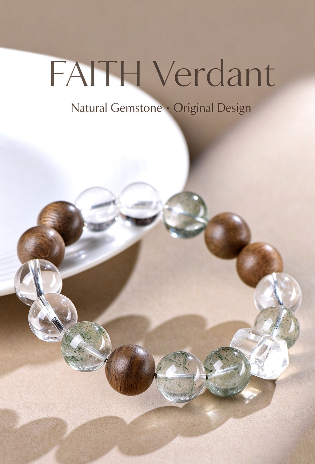 FAITH Verdant | Green Phantom Quartz & Agarwood Beaded Bracelet