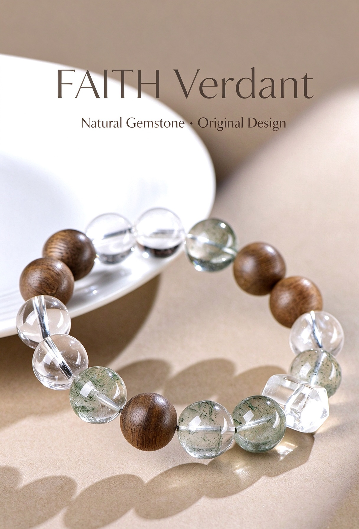 FAITH Verdant | Green Phantom Quartz & Agarwood Beaded Bracelet