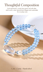 FAITH Whisper | Aquamarine & Clear Quartz Beaded Bracelet