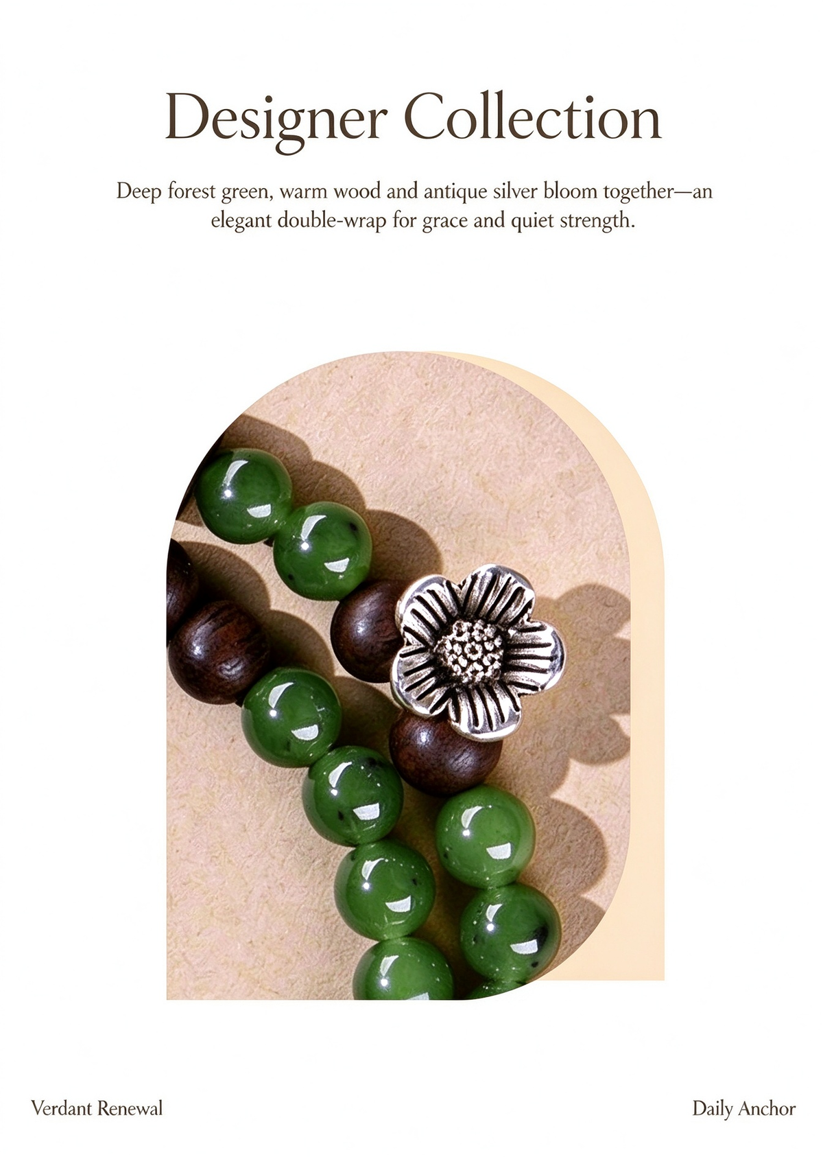 FAITH Willow | Green Nephrite & Agarwood Double-Wrap Bracelet