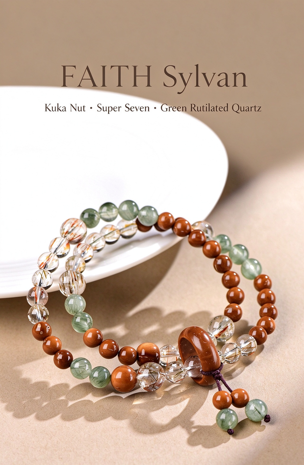 FAITH Sylvan | Super Seven & Botanical Kuka Double-Wrap Bracelet
