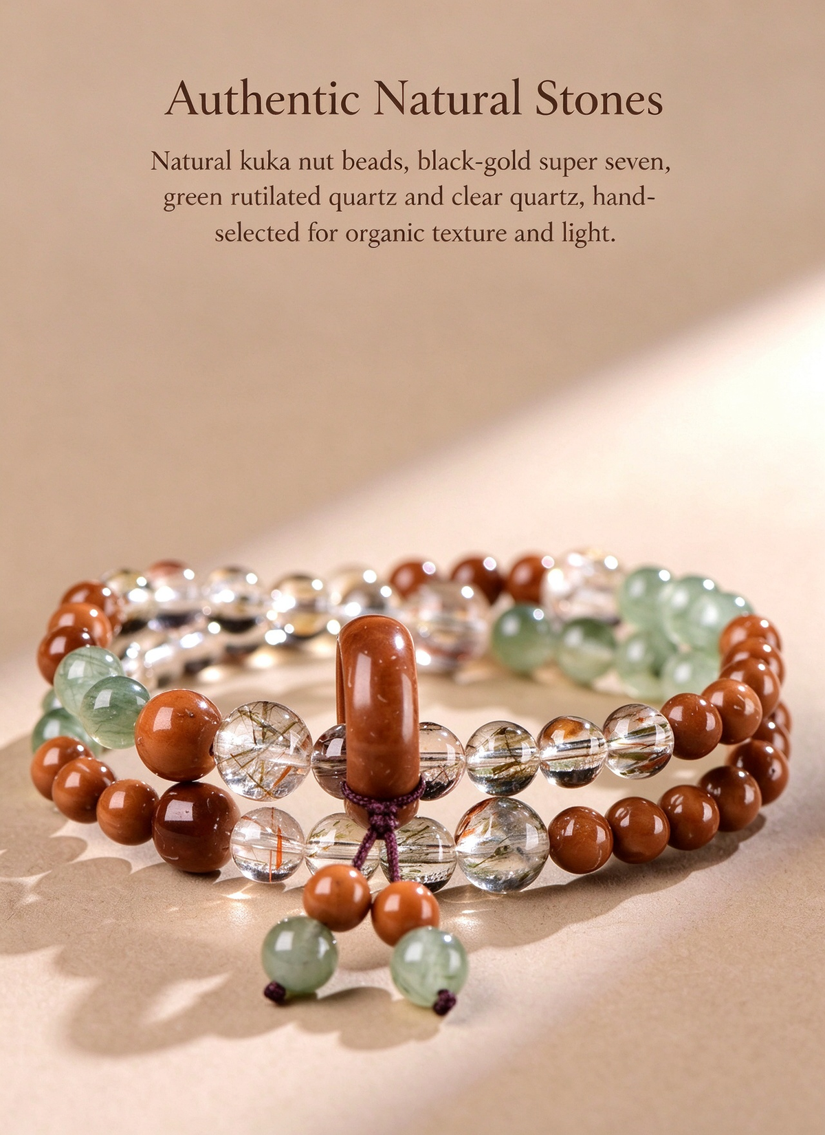 FAITH Sylvan | Super Seven & Botanical Kuka Double-Wrap Bracelet