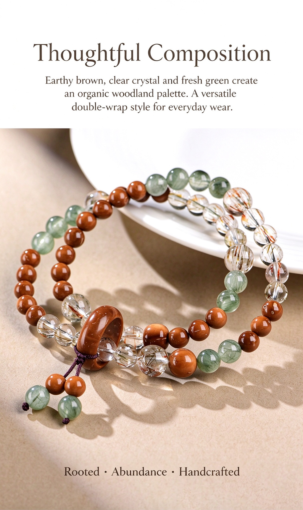 FAITH Sylvan | Super Seven & Botanical Kuka Double-Wrap Bracelet