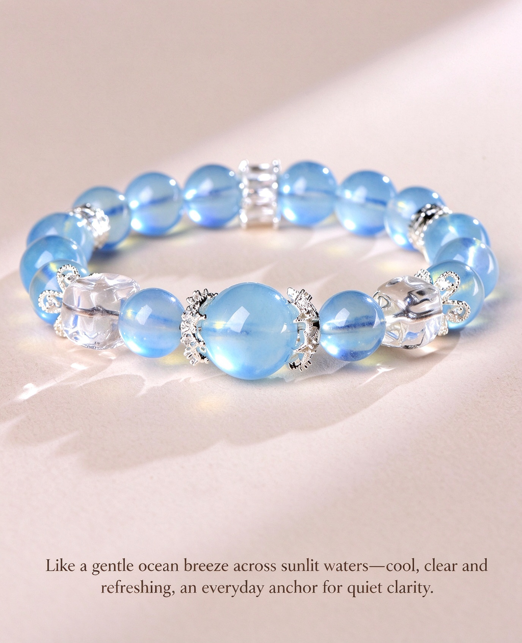FAITH Breeze | Natural Aquamarine & Clear Quartz Bracelet