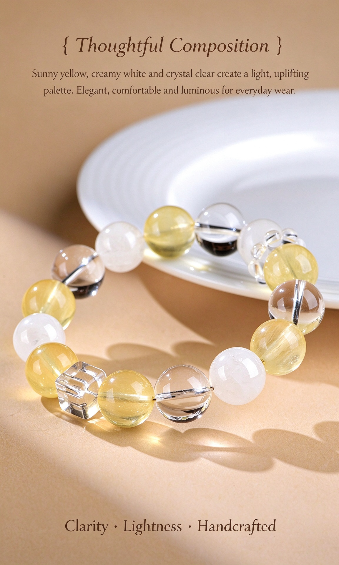 FAITH Lumina | Yellow Fluorite & White Phantom Quartz Bracelet