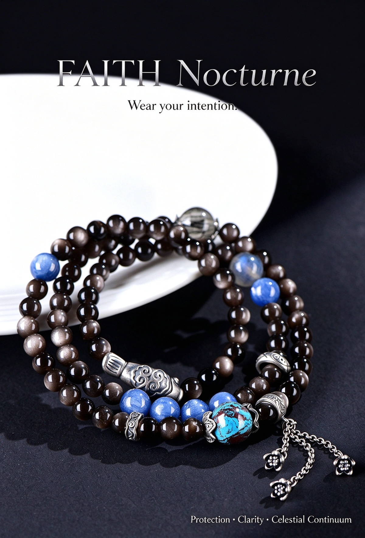 FAITH Nocturne | Convertible Beaded Wrap Bracelet & Necklace