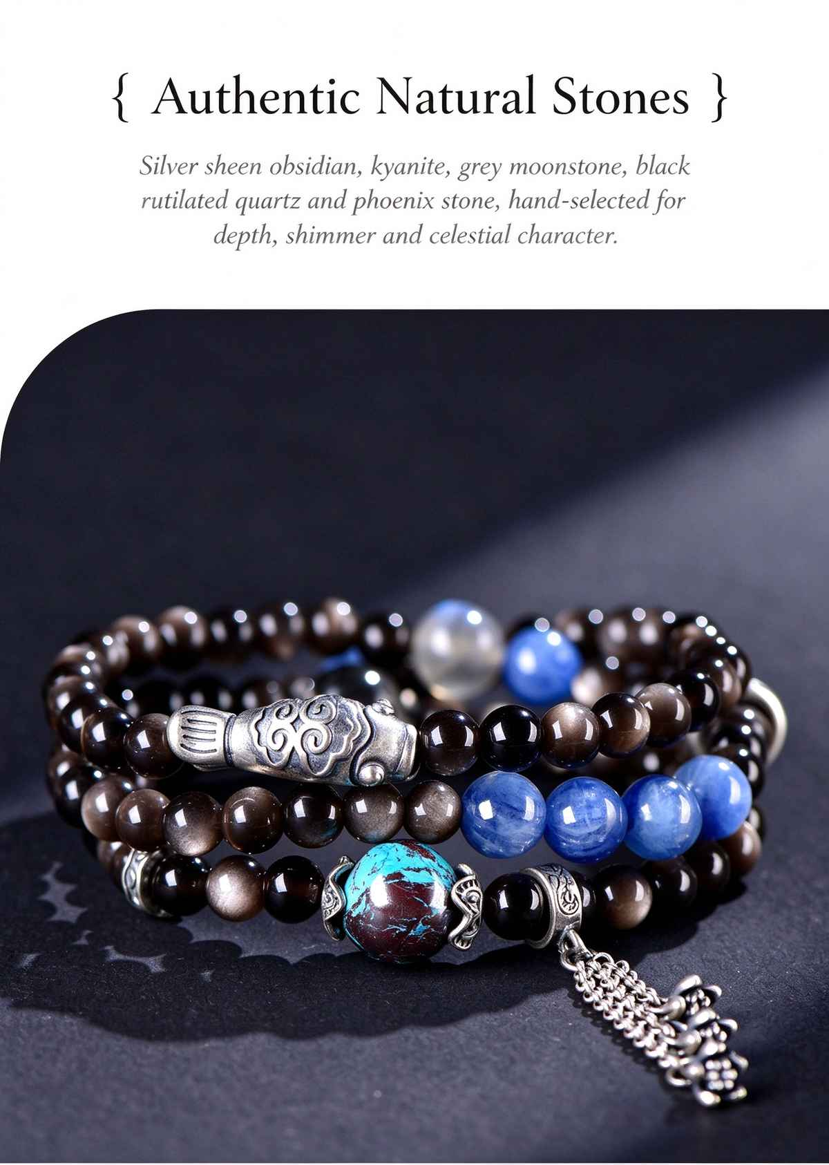 FAITH Nocturne | Convertible Beaded Wrap Bracelet & Necklace