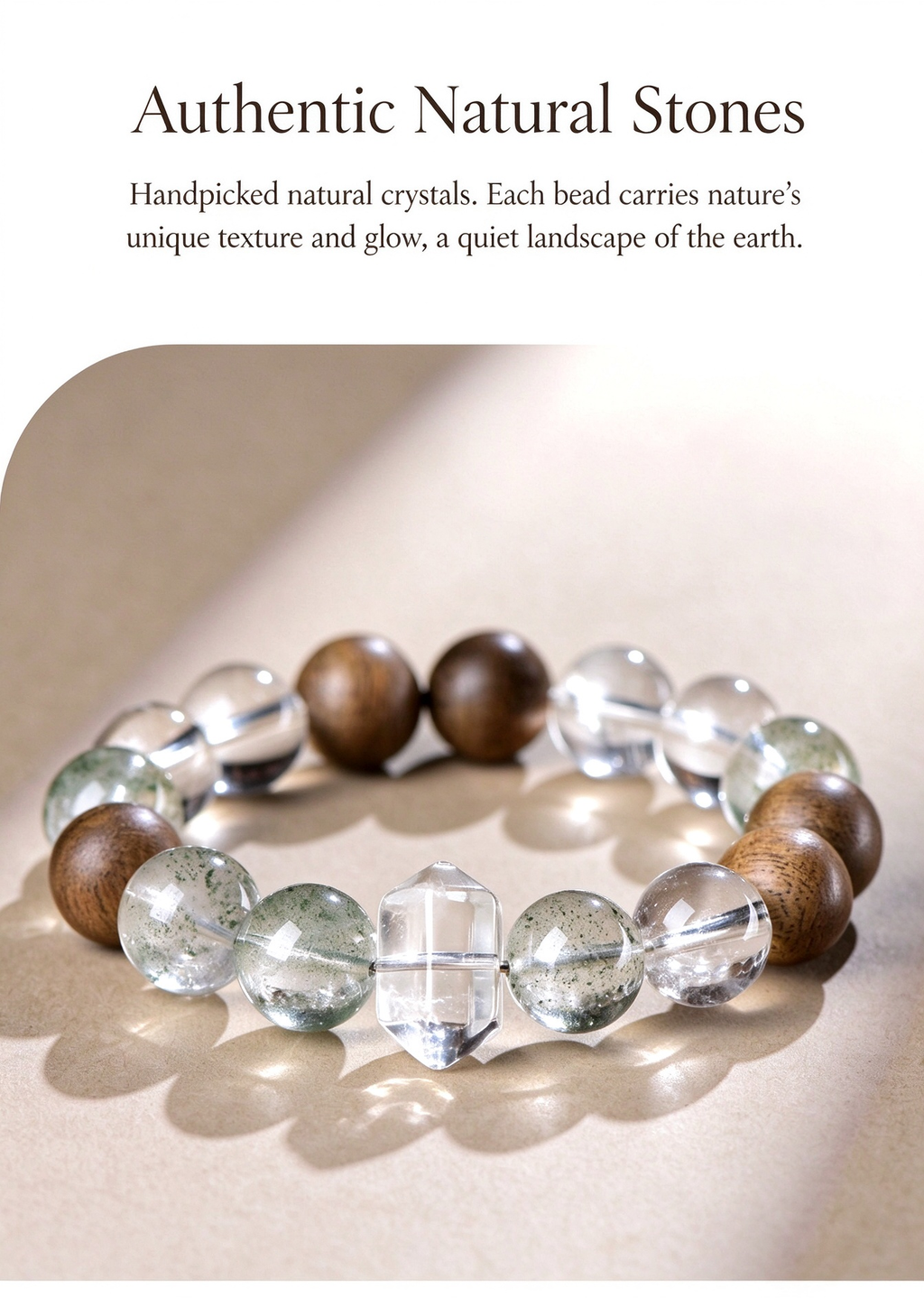 FAITH Verdant | Green Phantom Quartz & Agarwood Beaded Bracelet