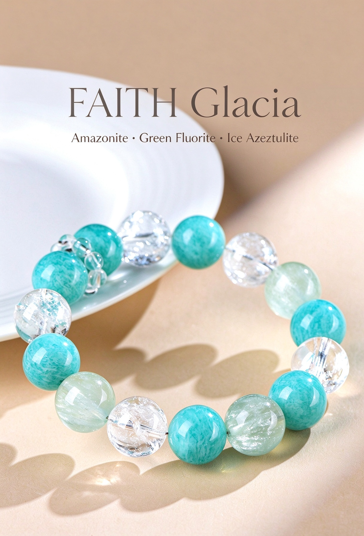 FAITH Glacia | Amazonite & Green Fluorite Beaded Bracelet