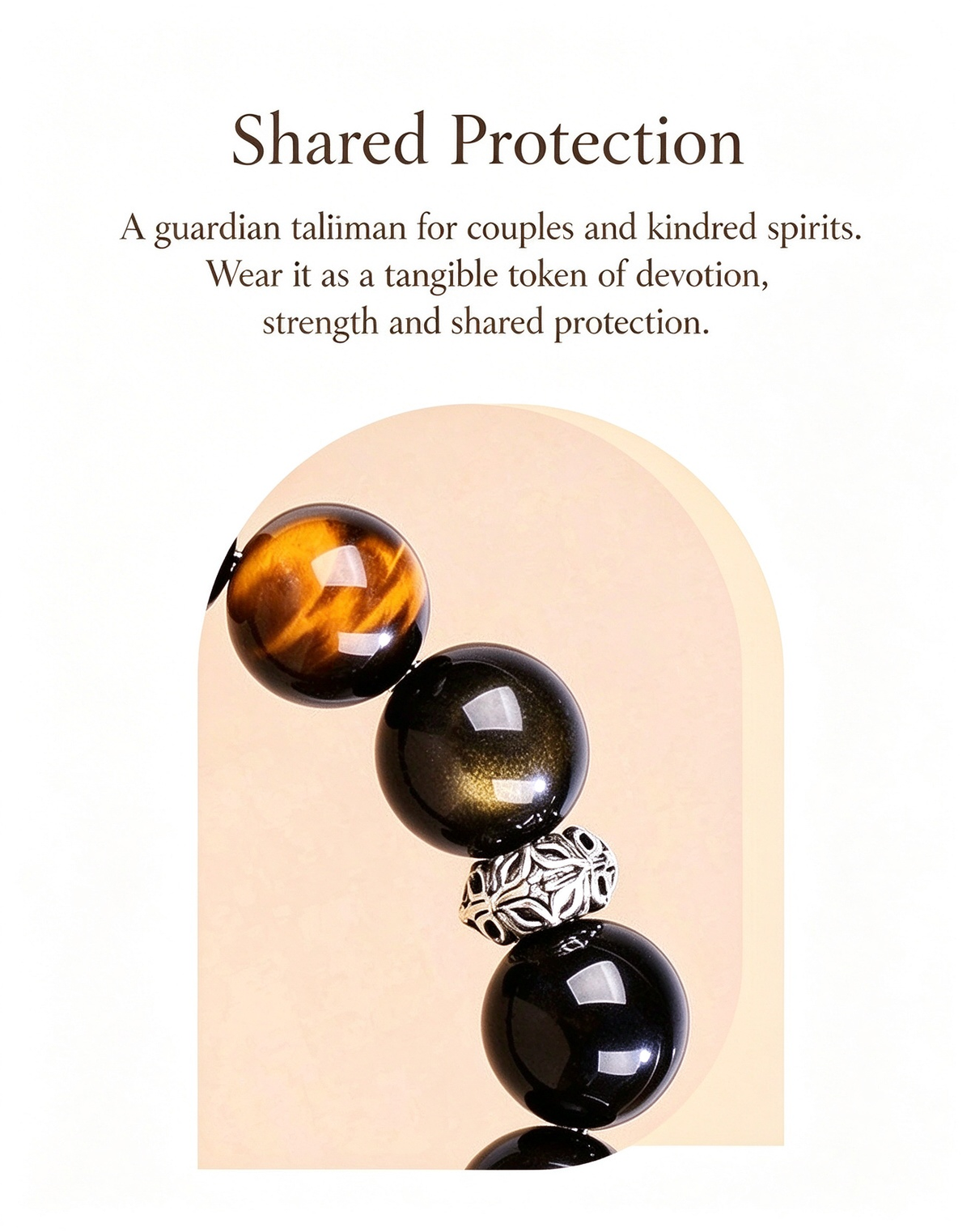 FAITH Harmony | Obsidian & Golden Quartz Couple's Beaded Bracelet