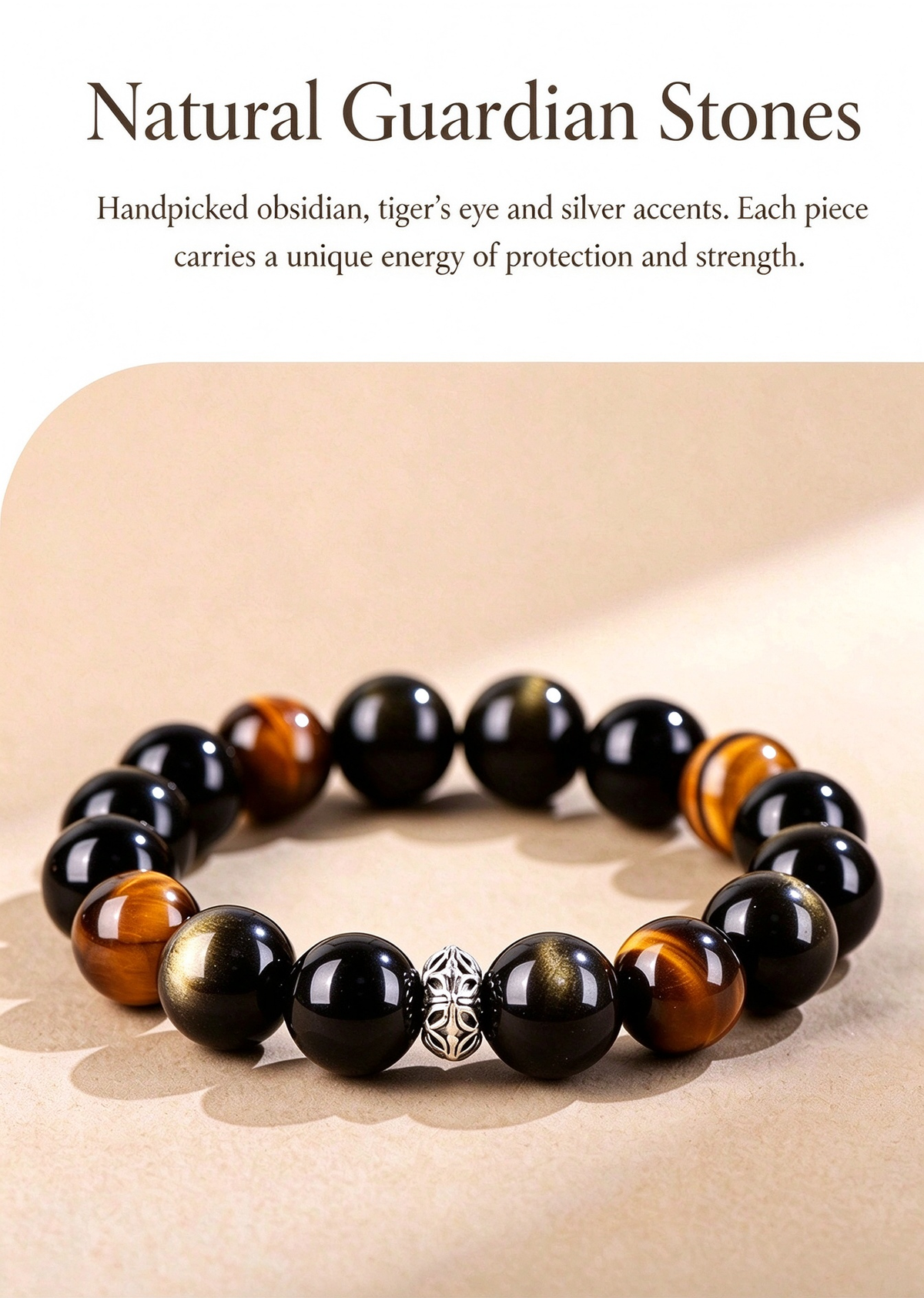FAITH Harmony | Obsidian & Golden Quartz Couple's Beaded Bracelet