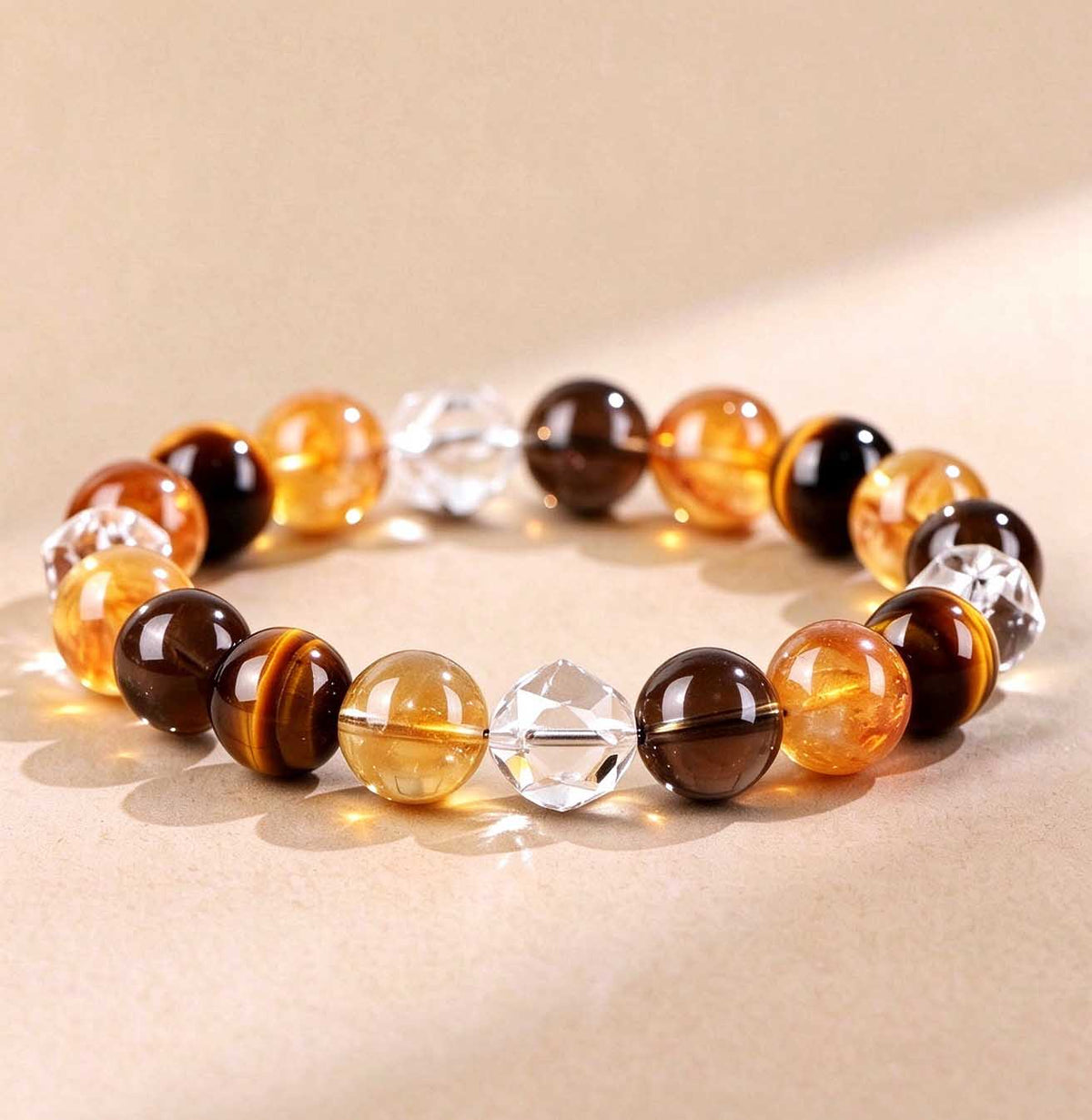 FAITH Harmony | Obsidian & Golden Quartz Couple's Beaded Bracelet