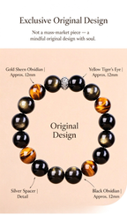 FAITH Harmony | Obsidian & Golden Quartz Couple's Beaded Bracelet