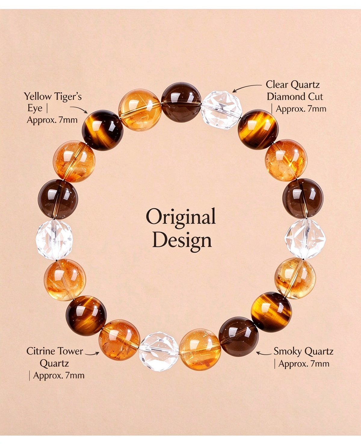 FAITH Harmony | Obsidian & Golden Quartz Couple's Beaded Bracelet