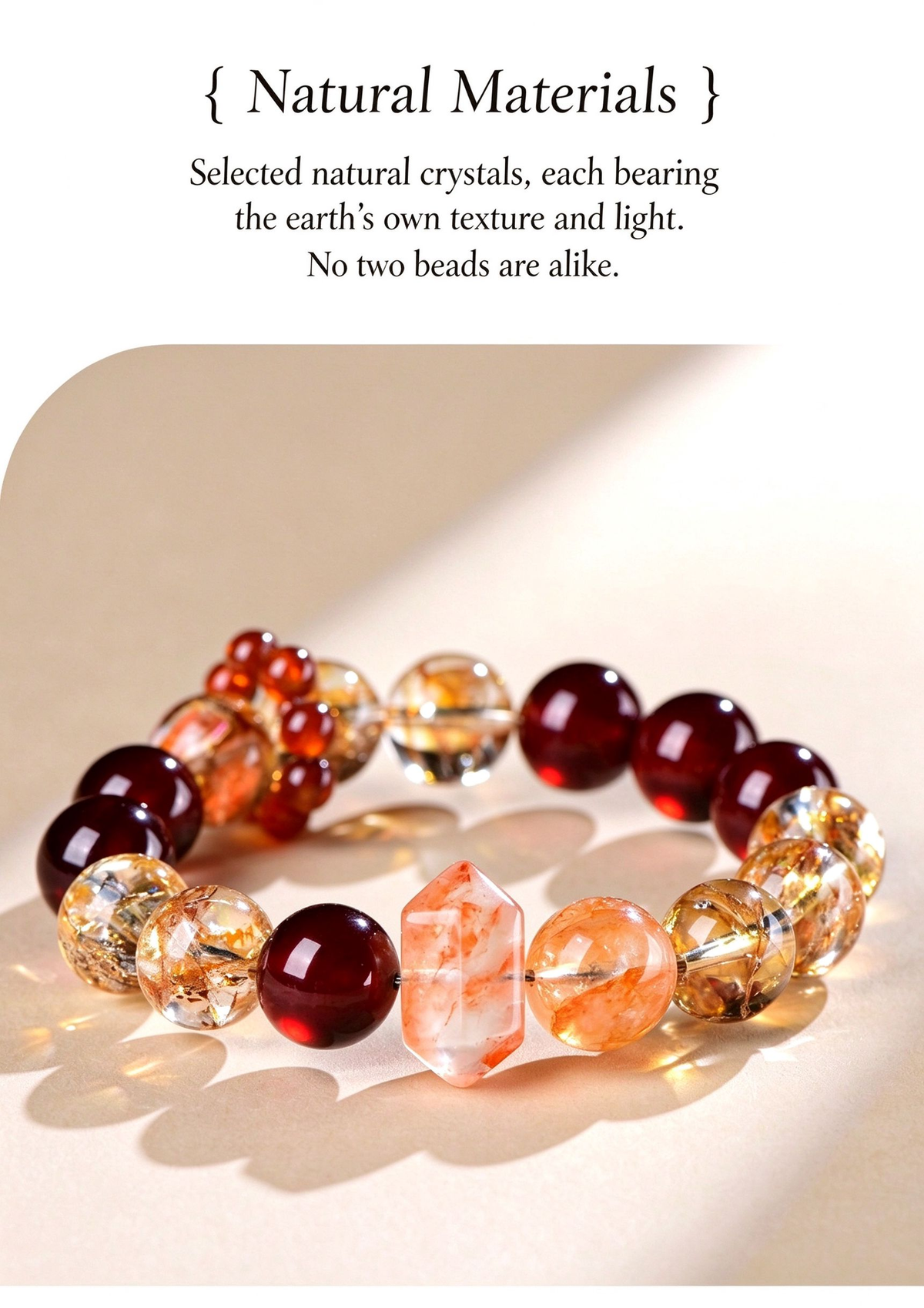 FAITH Ember | Garnet & Fire Quartz Beaded Bracelet