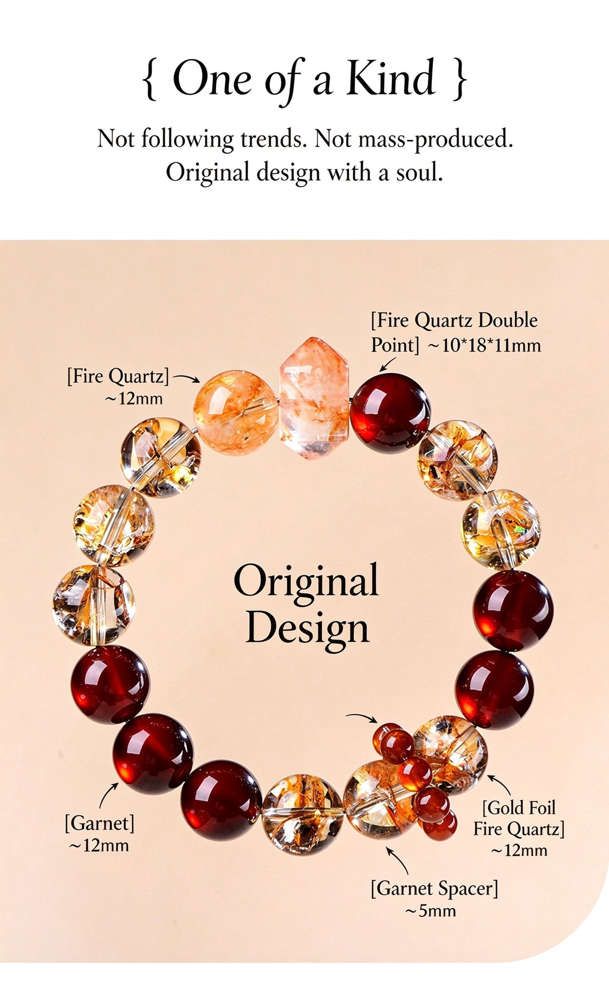 FAITH Ember | Garnet & Fire Quartz Beaded Bracelet