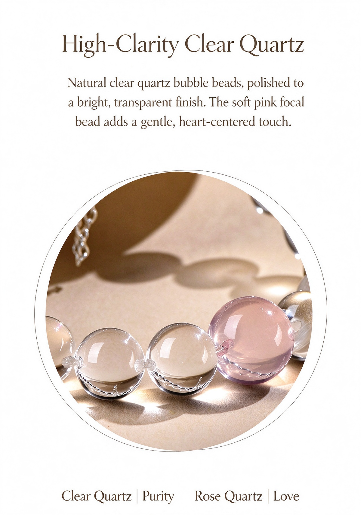 FAITH Serenity | Clear Quartz & Gemstone Accent Beaded Bracelet