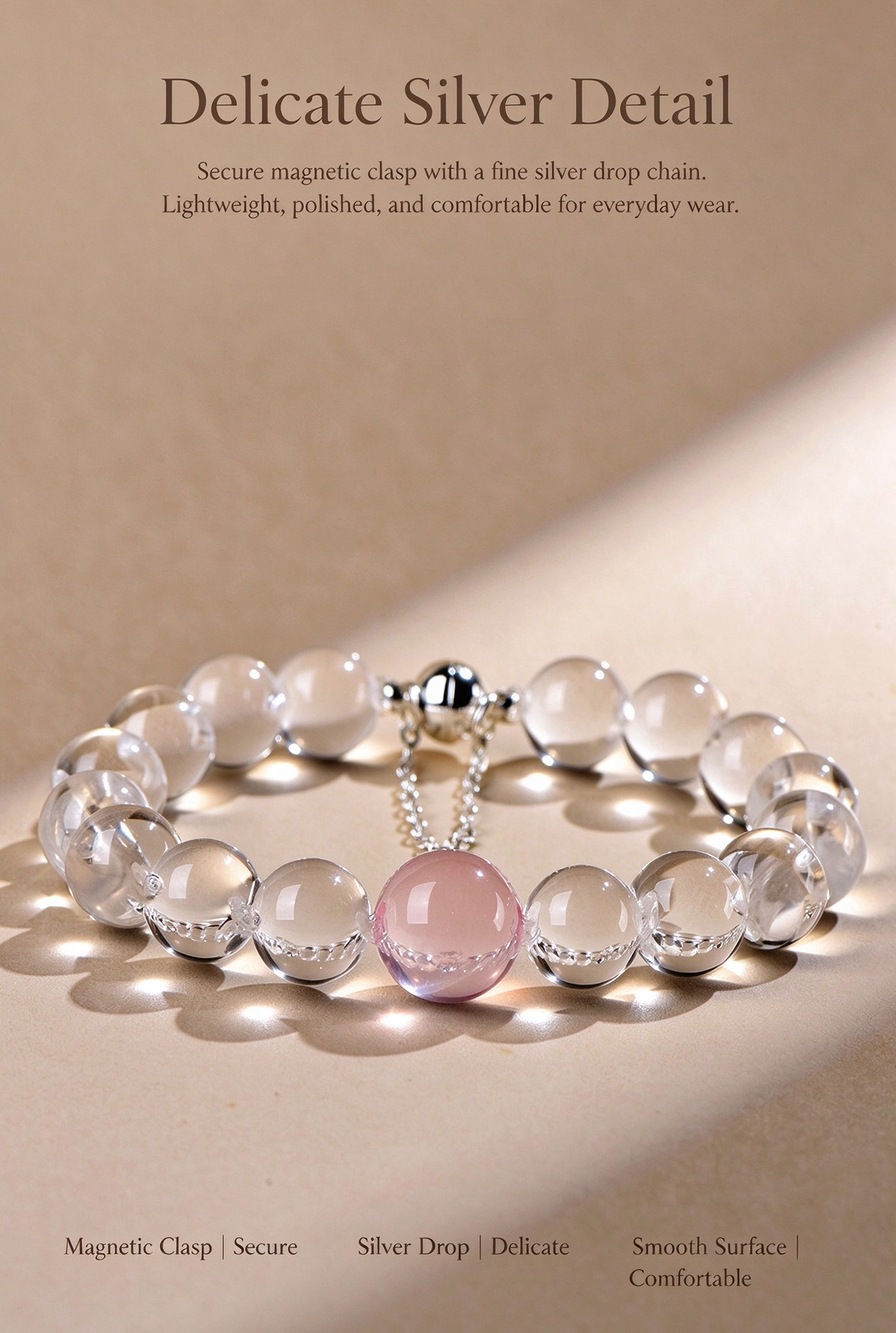 FAITH Serenity | Clear Quartz & Gemstone Accent Beaded Bracelet
