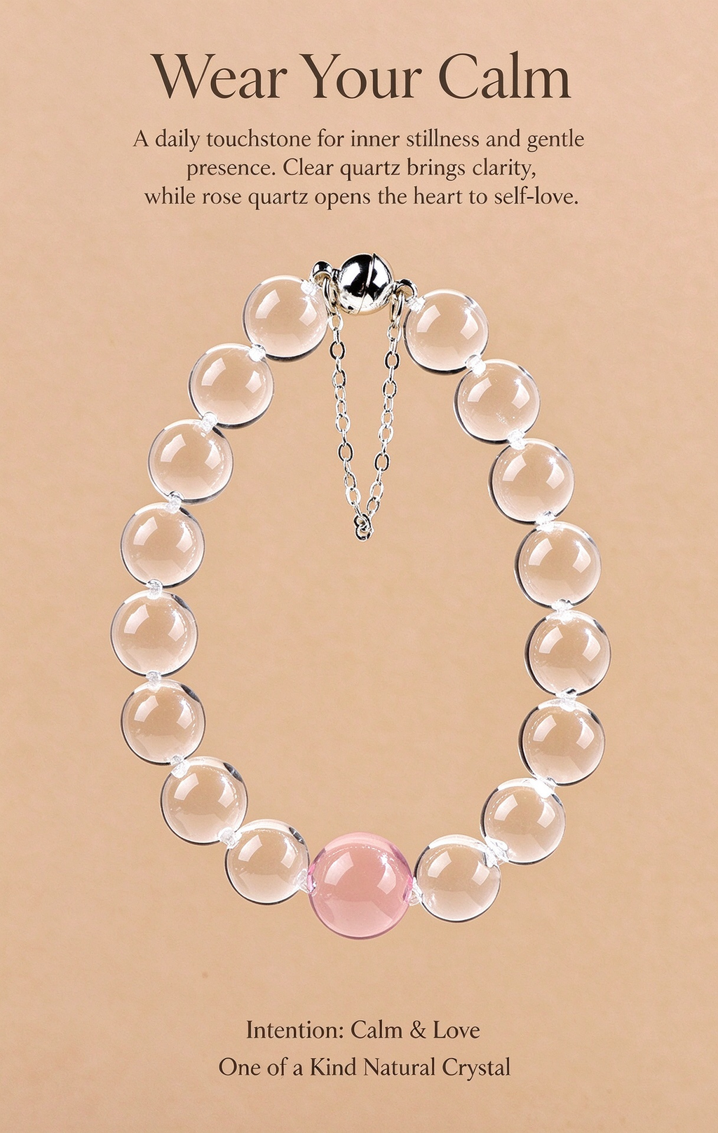 FAITH Serenity | Clear Quartz & Gemstone Accent Beaded Bracelet