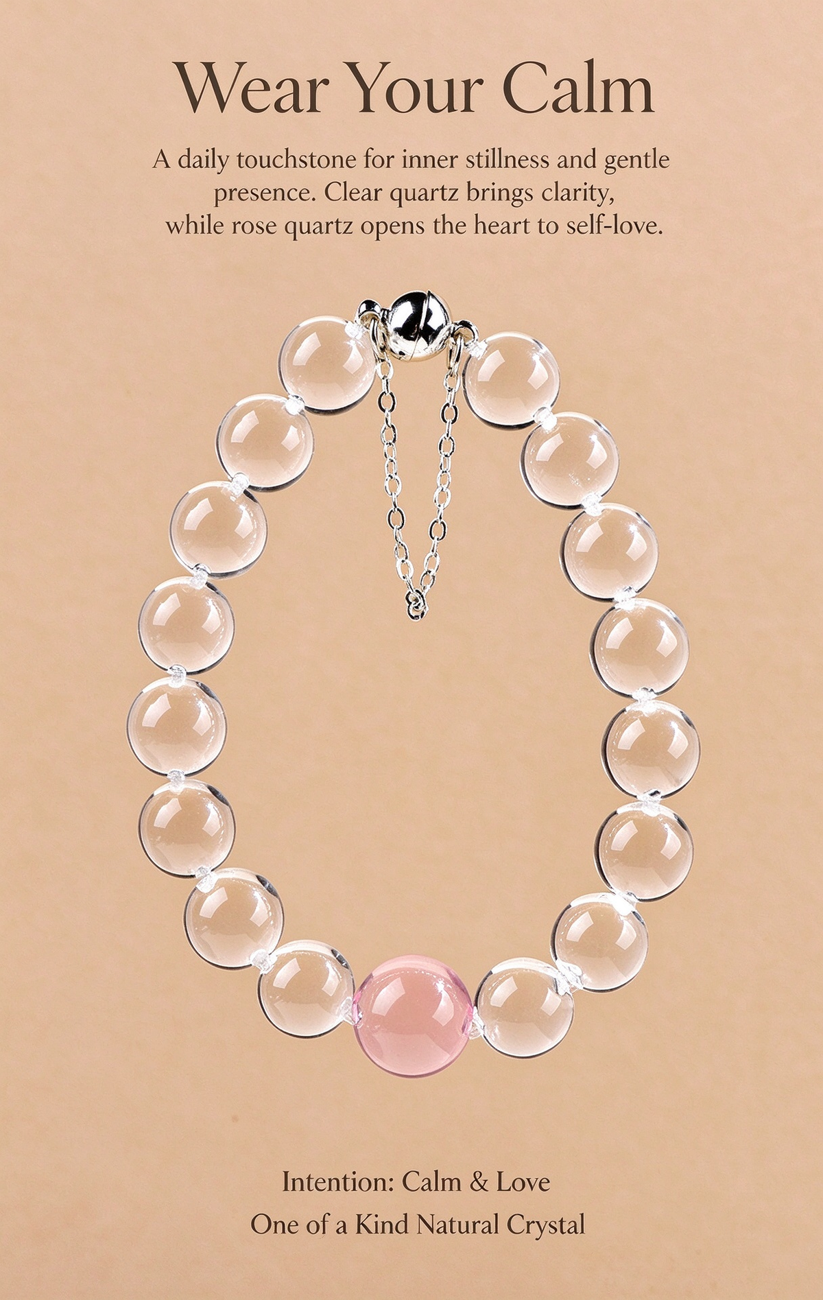 FAITH Serenity | Clear Quartz & Gemstone Accent Beaded Bracelet