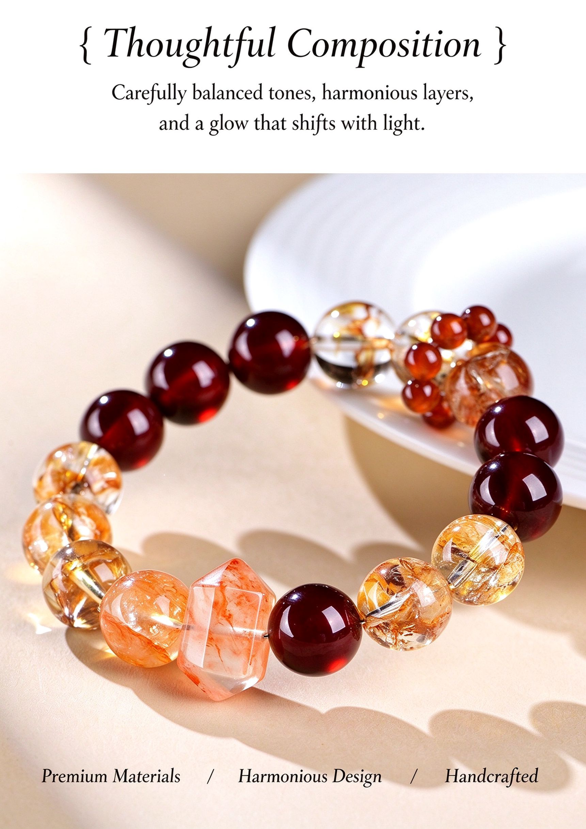 FAITH Ember | Garnet & Fire Quartz Beaded Bracelet