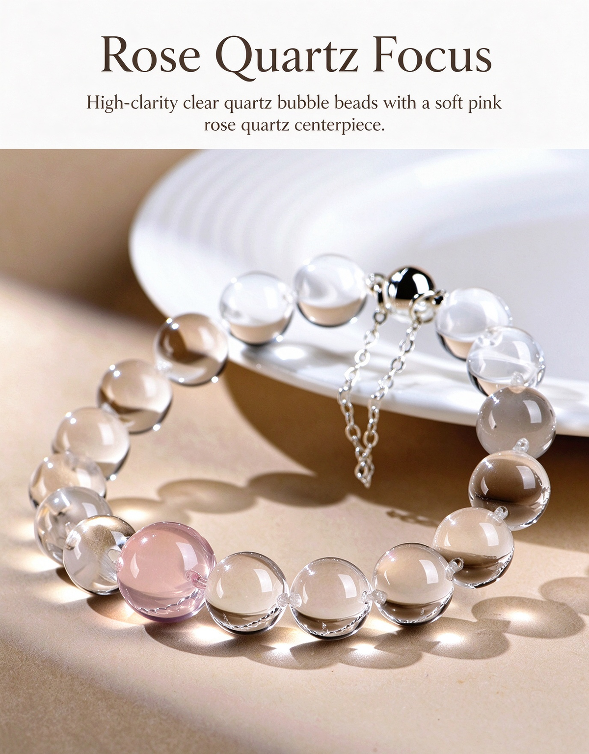 FAITH Serenity | Clear Quartz & Gemstone Accent Beaded Bracelet