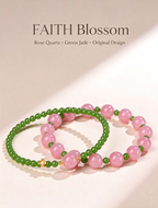 FAITH Blossom | Rose Quartz & Green Nephrite Beaded Bracelet