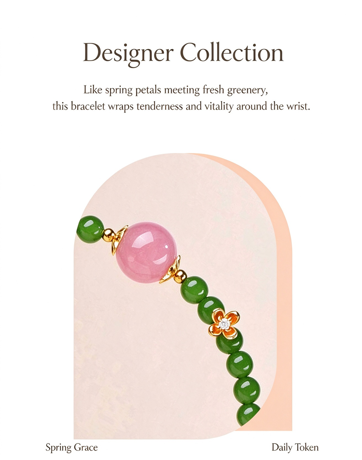 FAITH Blossom | Rose Quartz & Green Nephrite Beaded Bracelet