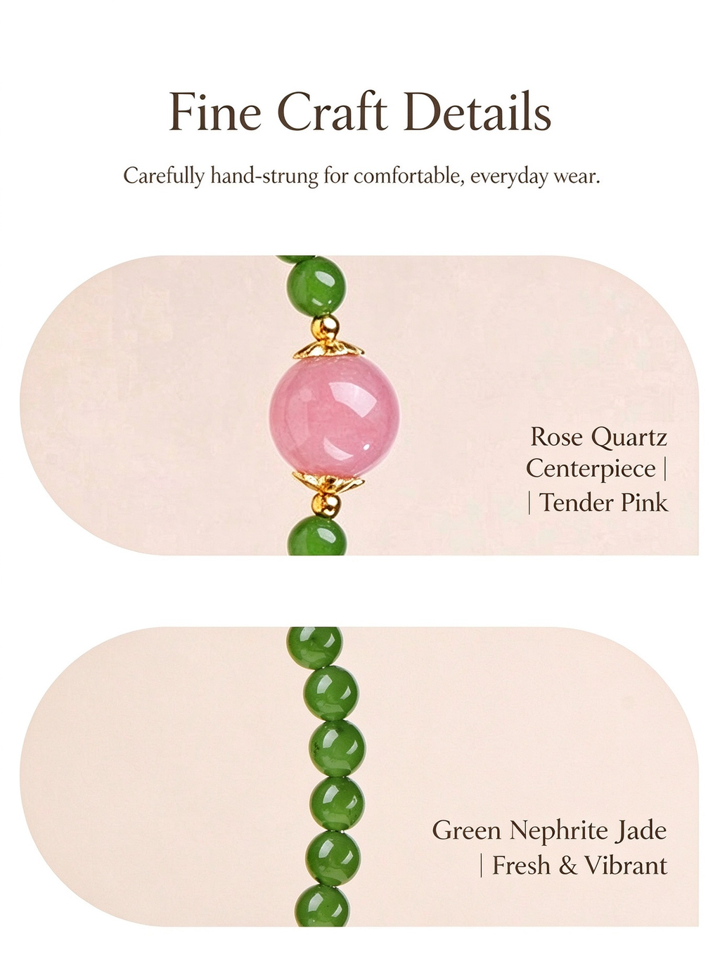 FAITH Blossom | Rose Quartz & Green Nephrite Beaded Bracelet