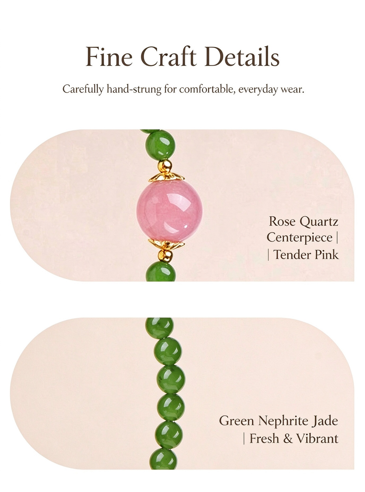 FAITH Blossom | Rose Quartz & Green Nephrite Beaded Bracelet