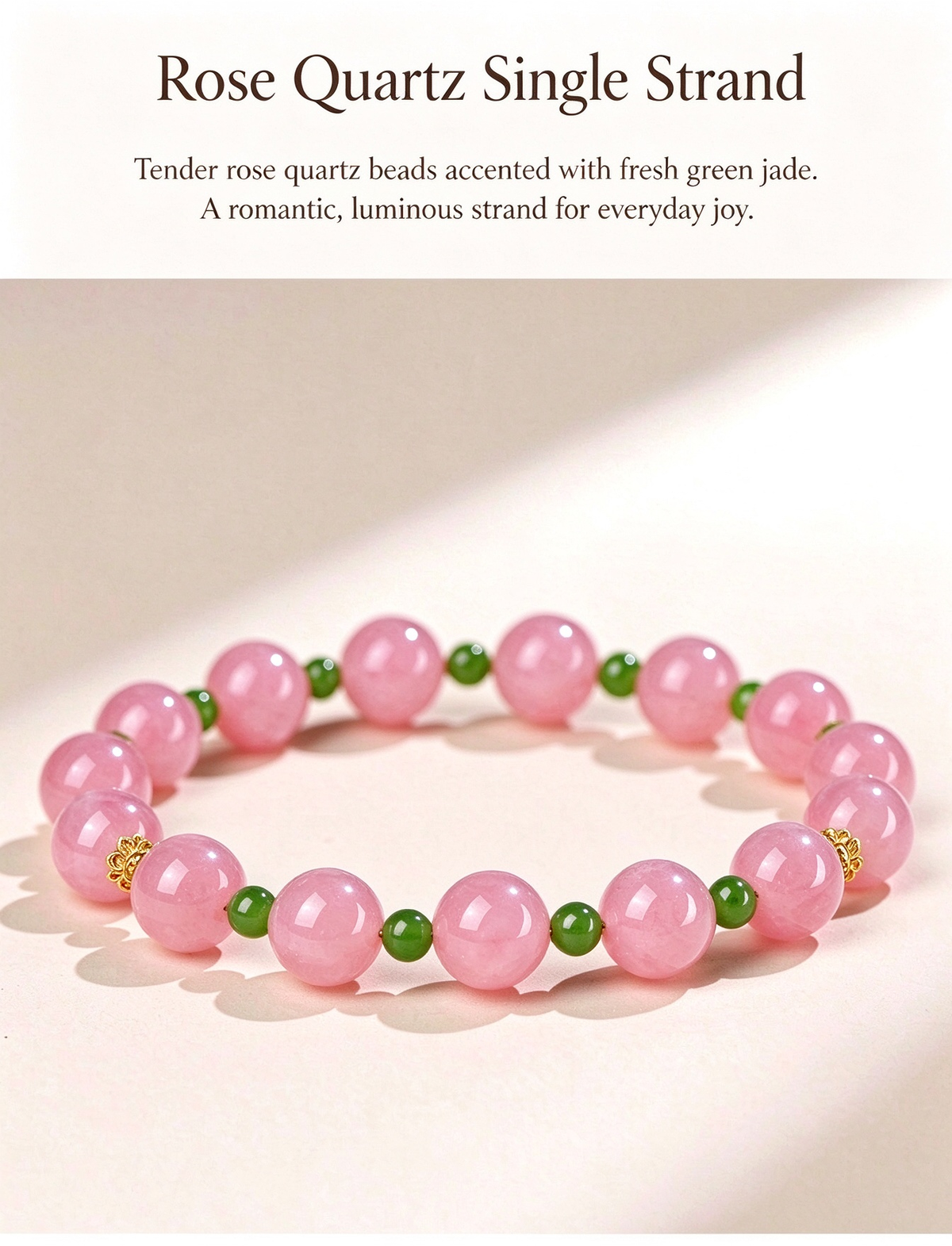 FAITH Blossom | Rose Quartz & Green Nephrite Beaded Bracelet