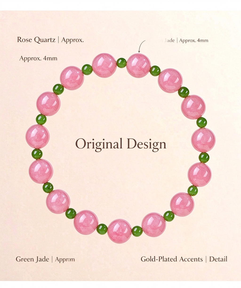 FAITH Blossom | Rose Quartz & Green Nephrite Beaded Bracelet