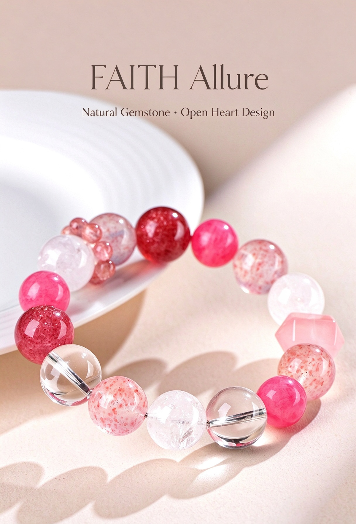 FAITH Allure | Strawberry Quartz & Rhodonite Beaded Bracelet