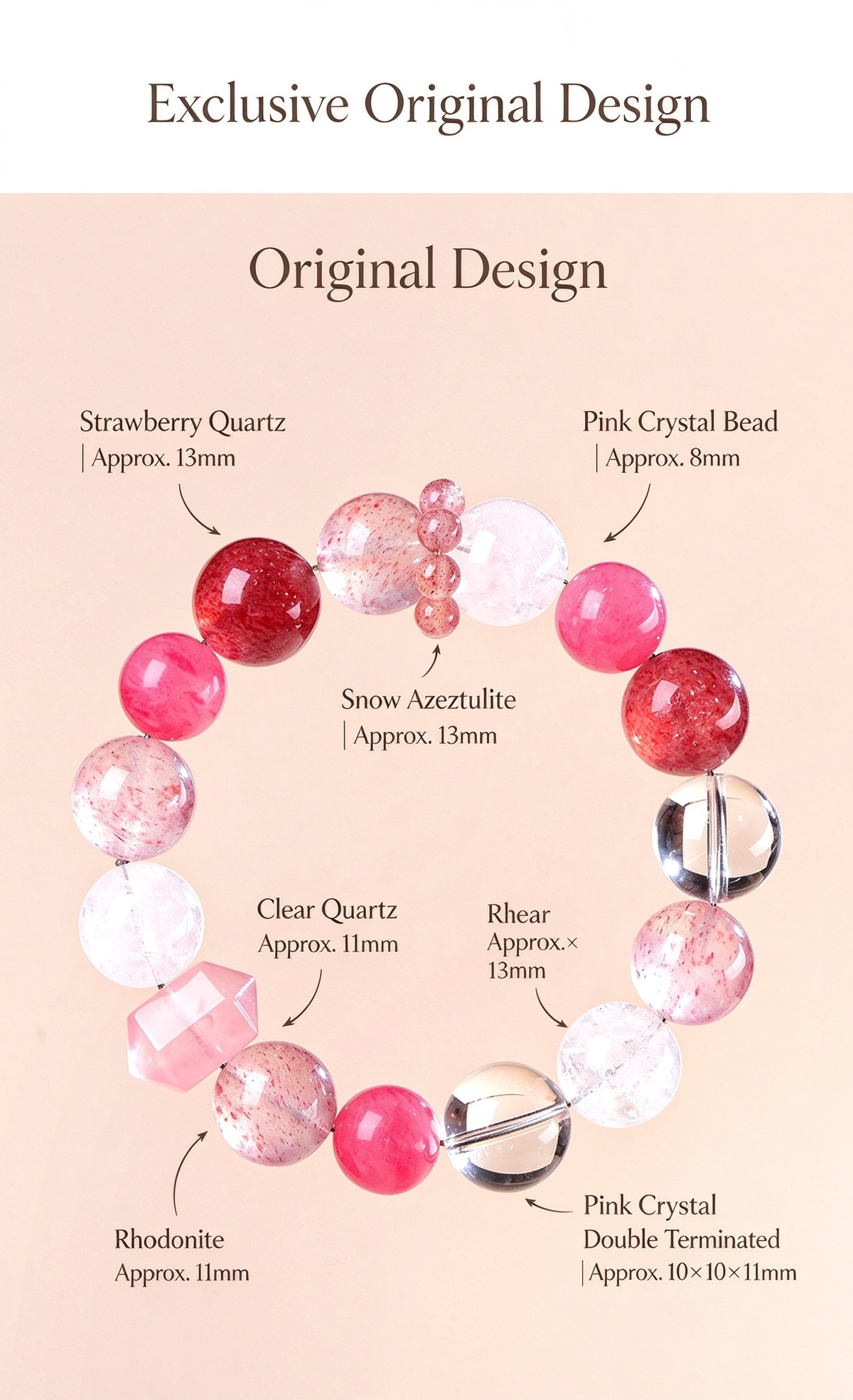 FAITH Allure | Strawberry Quartz & Rhodonite Beaded Bracelet