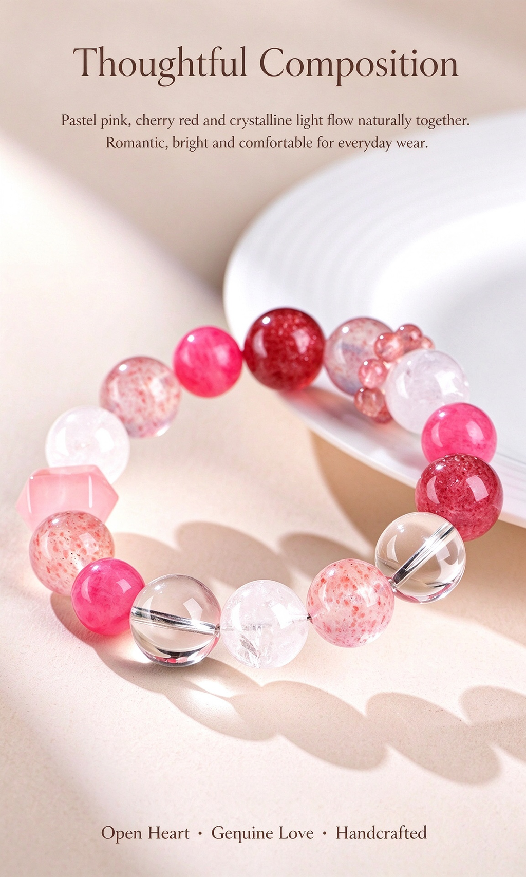 FAITH Allure | Strawberry Quartz & Rhodonite Beaded Bracelet