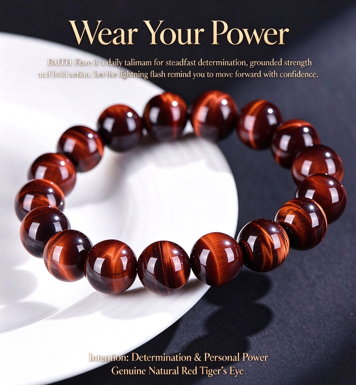 FAITH Flare | Red Tiger’s Eye Beaded Bracelet