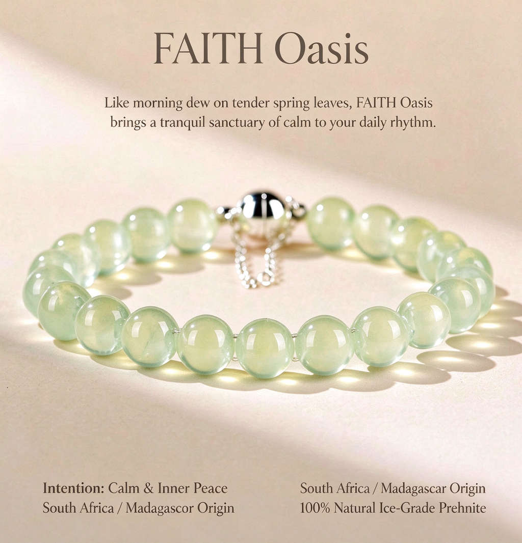 FAITH Oasis | Natural Prehnite Bubble Beaded Bracelet