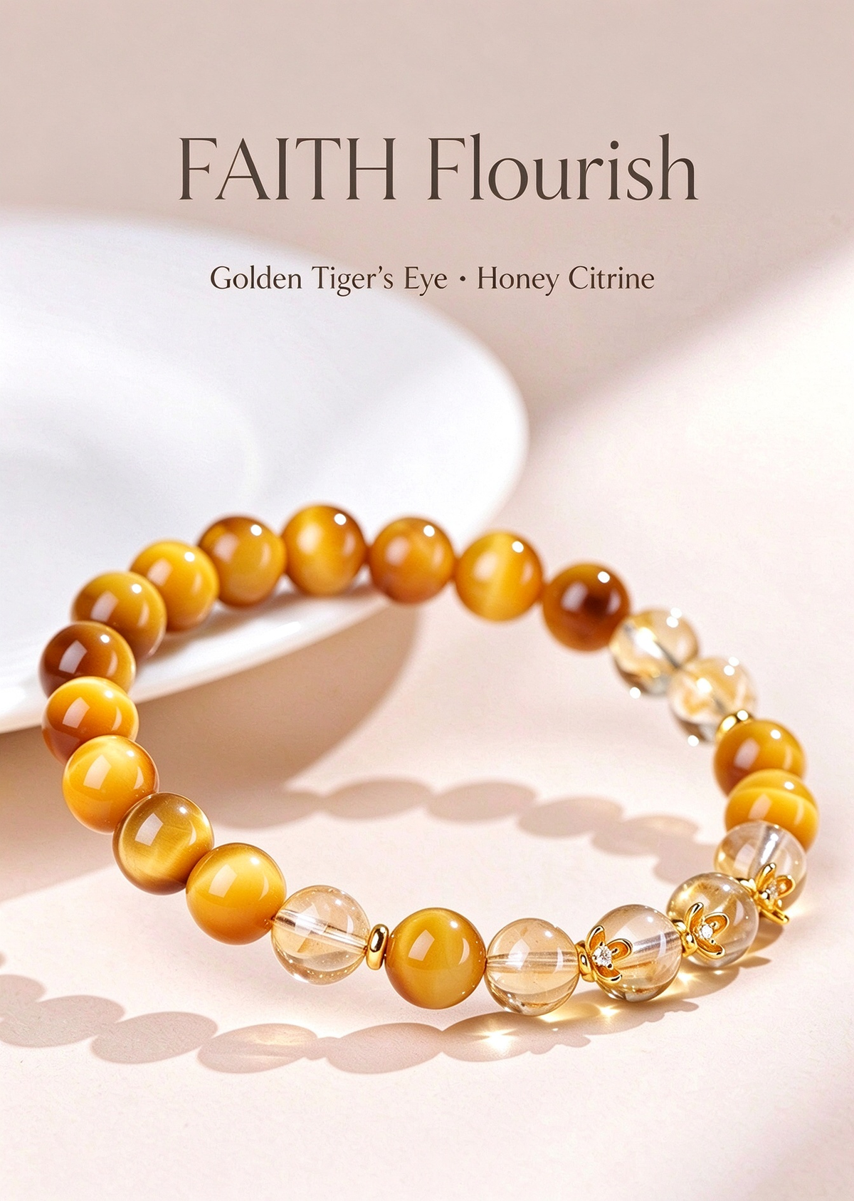 FAITH Flourish | Golden Tiger's Eye & Citrine Beaded Bracelet