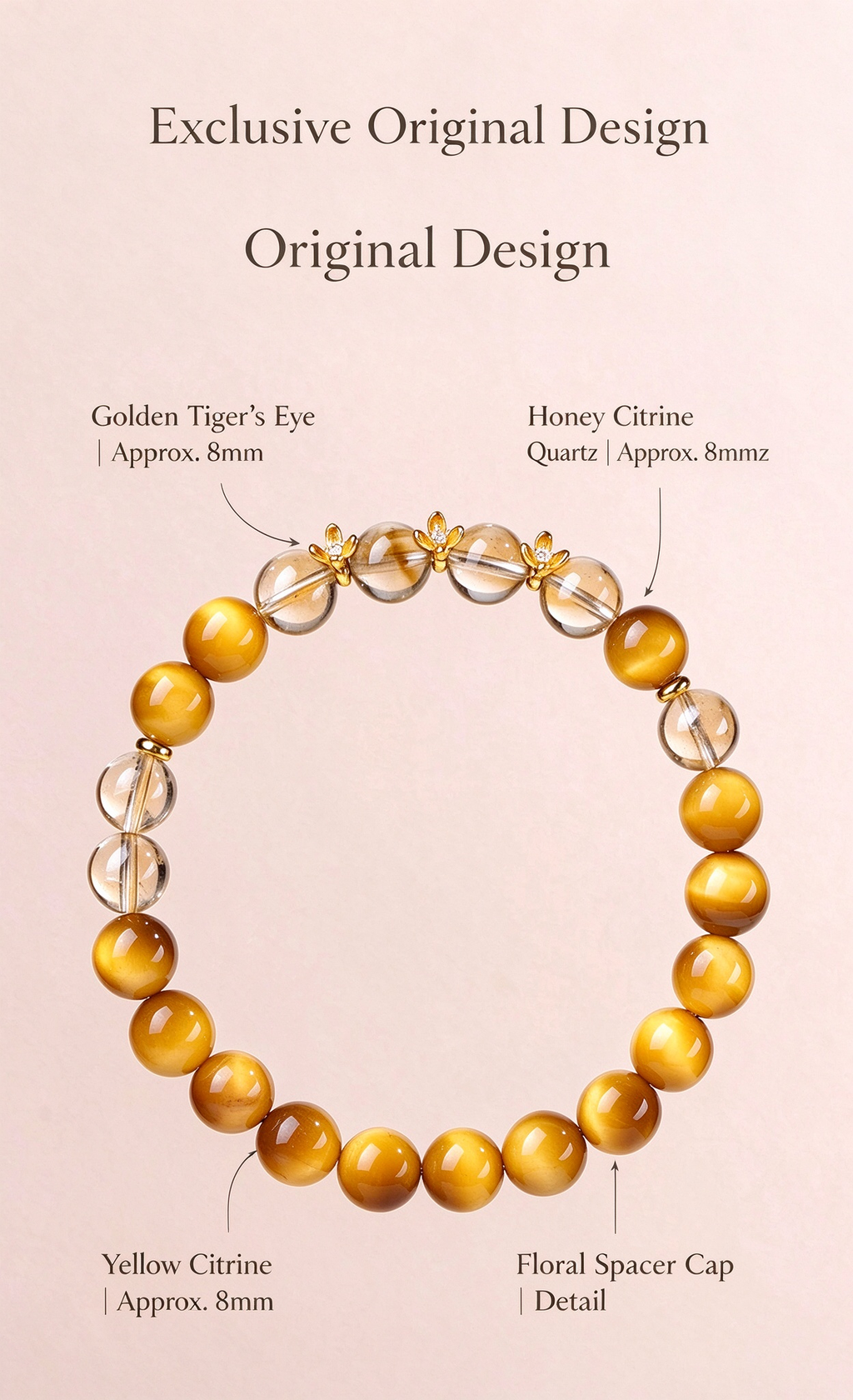 FAITH Flourish | Golden Tiger's Eye & Citrine Beaded Bracelet