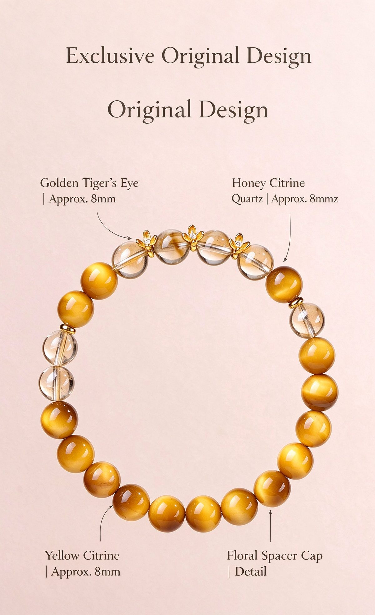 FAITH Flourish | Golden Tiger's Eye & Citrine Beaded Bracelet
