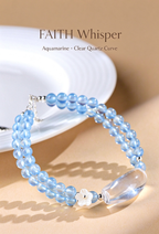FAITH Whisper | Aquamarine & Clear Quartz Beaded Bracelet